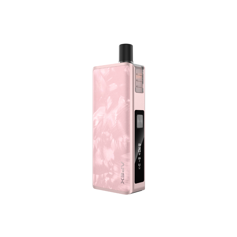 VAPORESSO APEX MTL device in pink pearl finish with OLED display