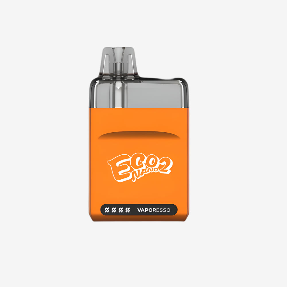 VAPORESSO ECO NANO 2 in vibrant orange. Featuring COREX technology for enhanced vaping experience