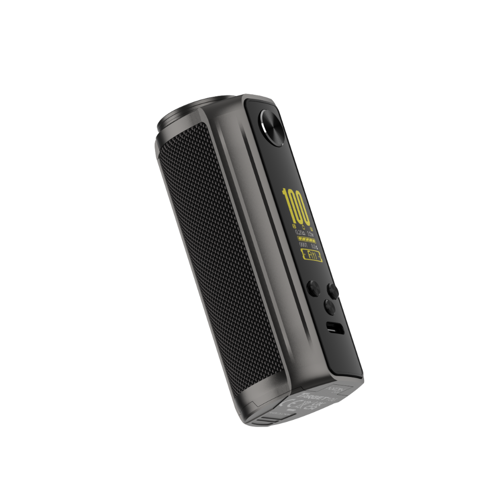 VAPORESSO VAPORESSO TARGET 100 Mod in gunmetal, showcasing digital display with 100W output; durable and compact design