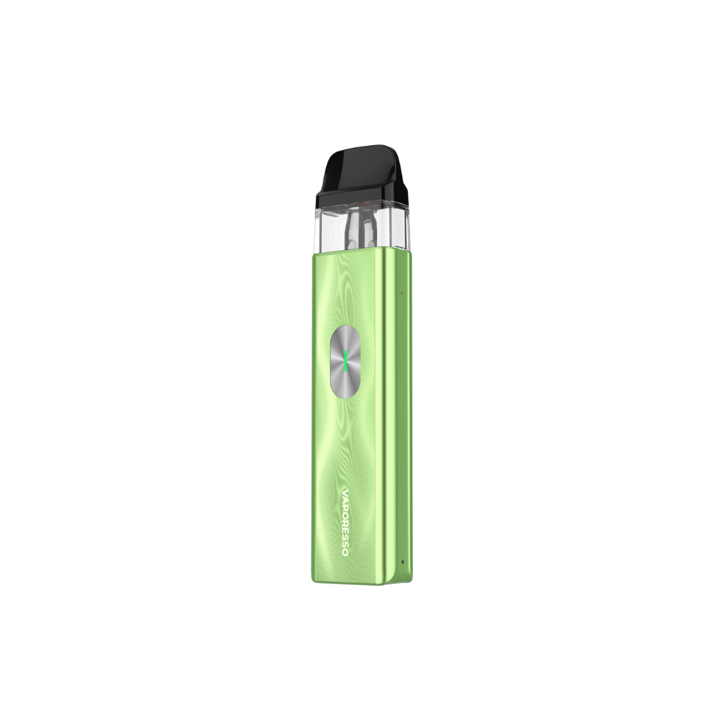 VAPORESSO VAPORESSO XROS 4 Mini in bright green. Compact vaping device, featuring textured finish and VAPORESSO logo.