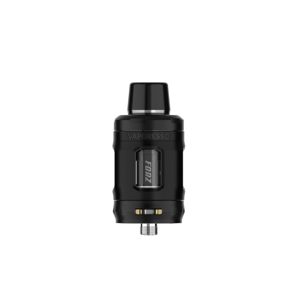 VAPORESSO FORZ Tank 25 (4.5ml) in black. Featuring leak-proof design and micro 3D metal carving.