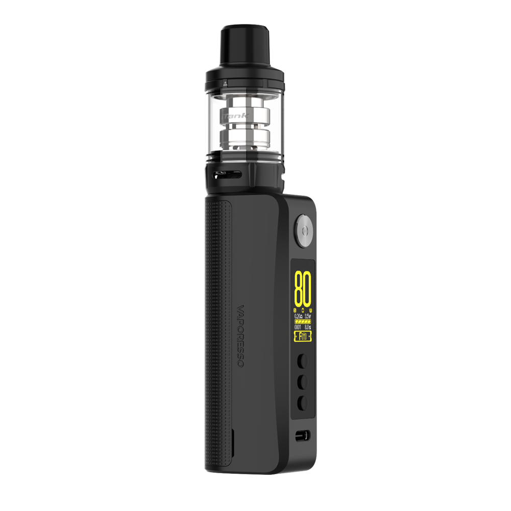 VAPORESSO Vaporesso GEN 80S vape kit in black, 80W display with iTank, a stylish and powerful vaping device