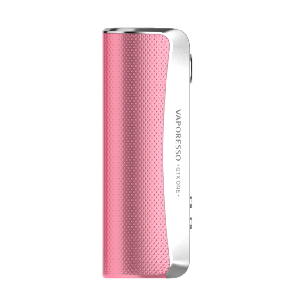 Vaporesso GTX ONE mod in pink. Compact vaping device with textured grip and brand logo.