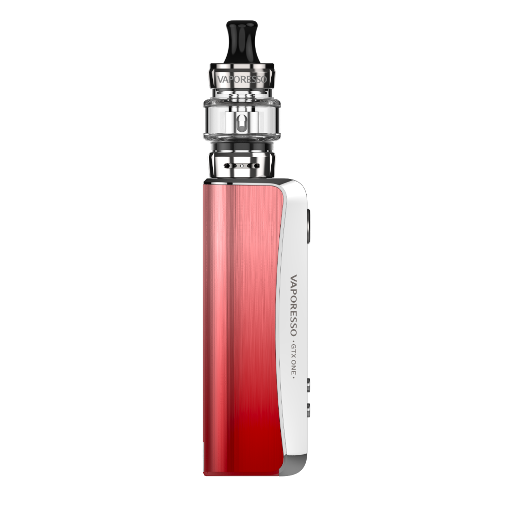 Vaporesso GTX ONE vape kit in red, compact design, GTX Tank 18, for flavor boosting