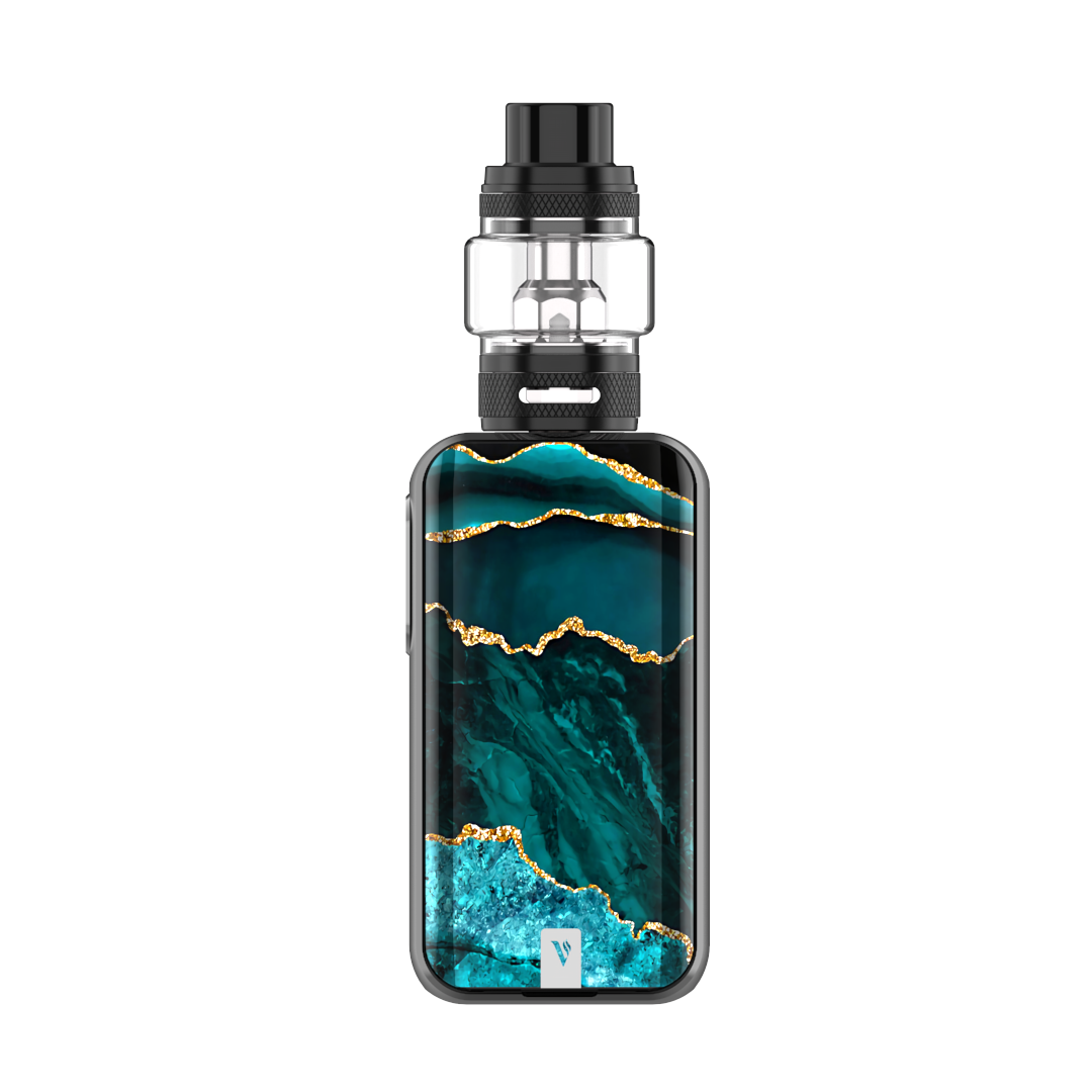 LUXE II vape kit with teal marble finish and black accents, VAPORESSO.