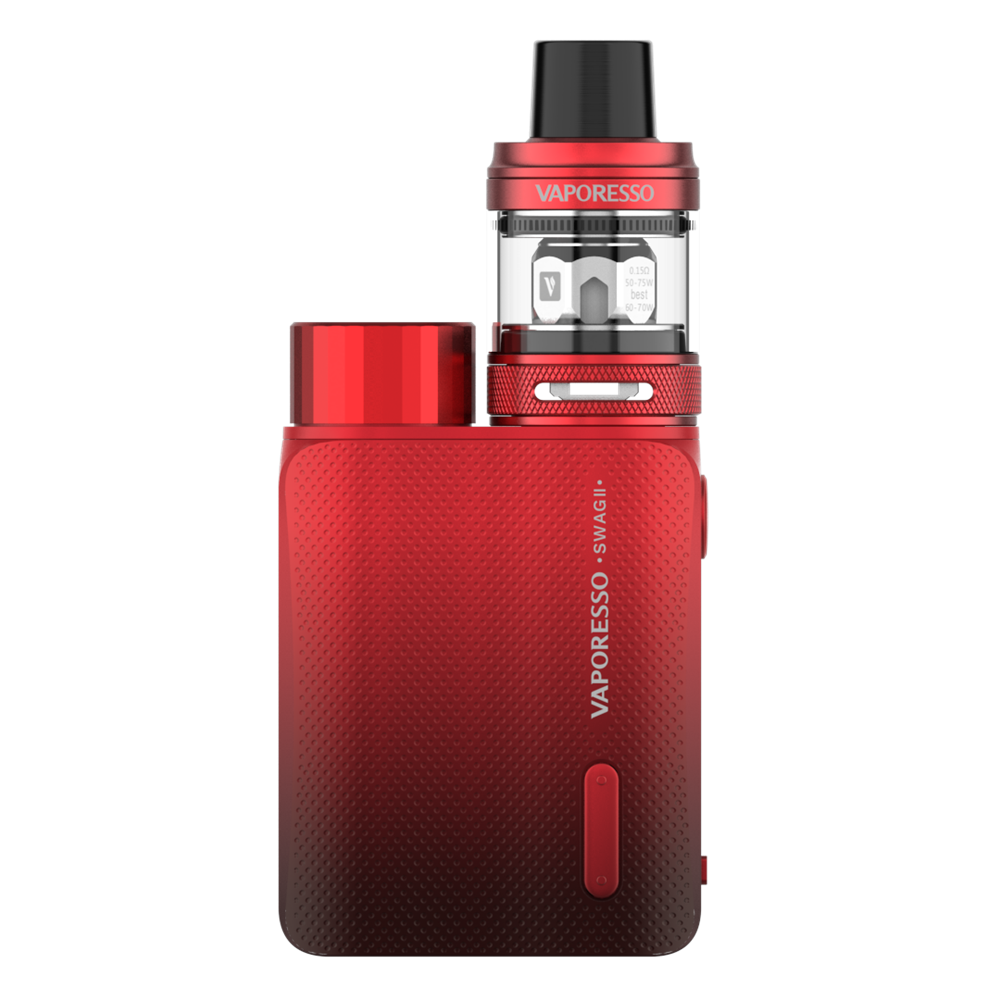 Vaporesso SWAG II Mod with NRG PE Tank in Red, defining SWAG vape kit