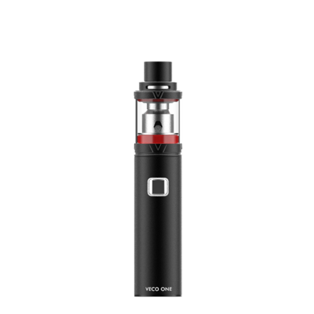 Black Vaporesso VECO One vape pen with red accents, top-fill tank and VECO ONE text