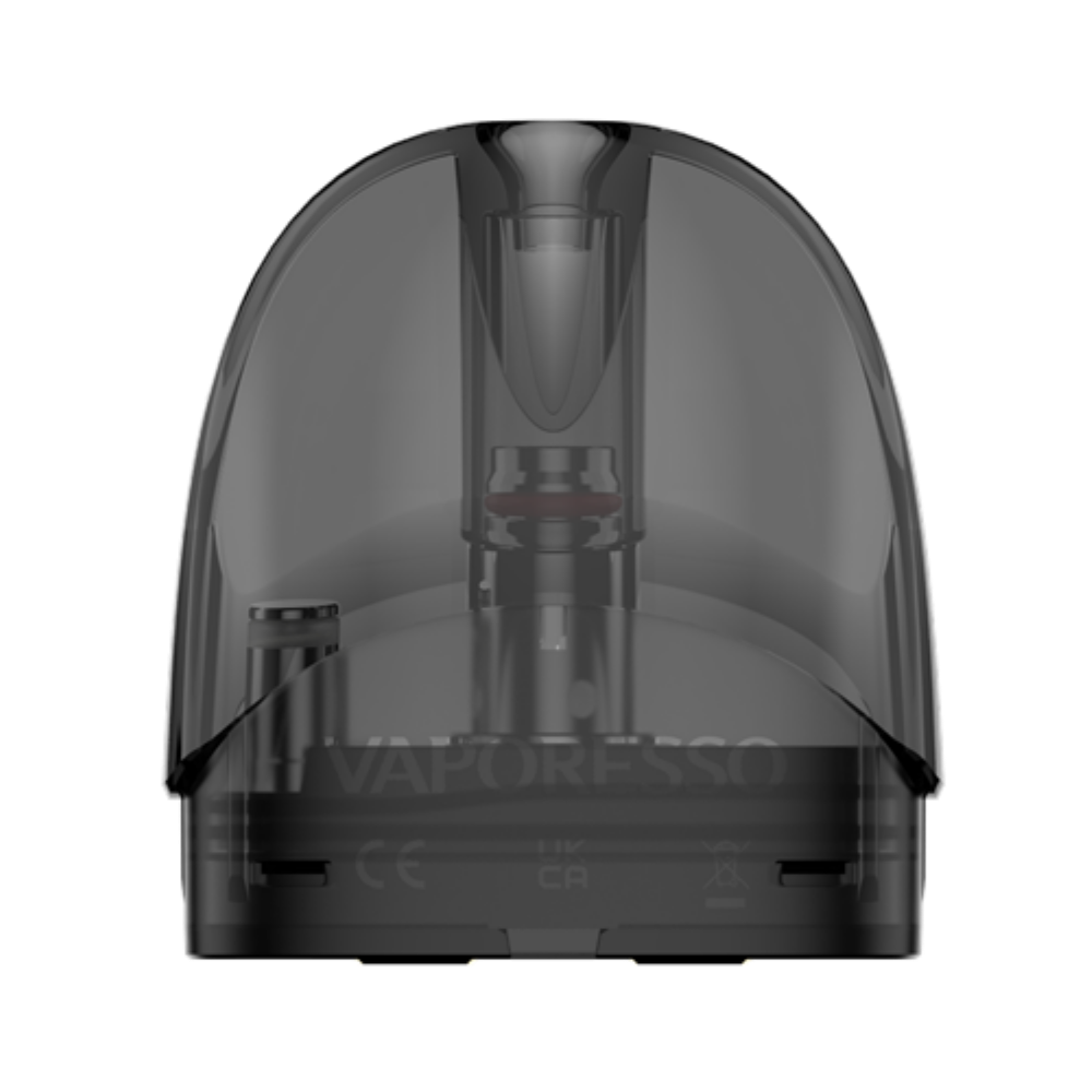 VAPORESSO ZERO 2 pod cartridge, transparent dark design with internal coil, featuring VAPORESSO branding