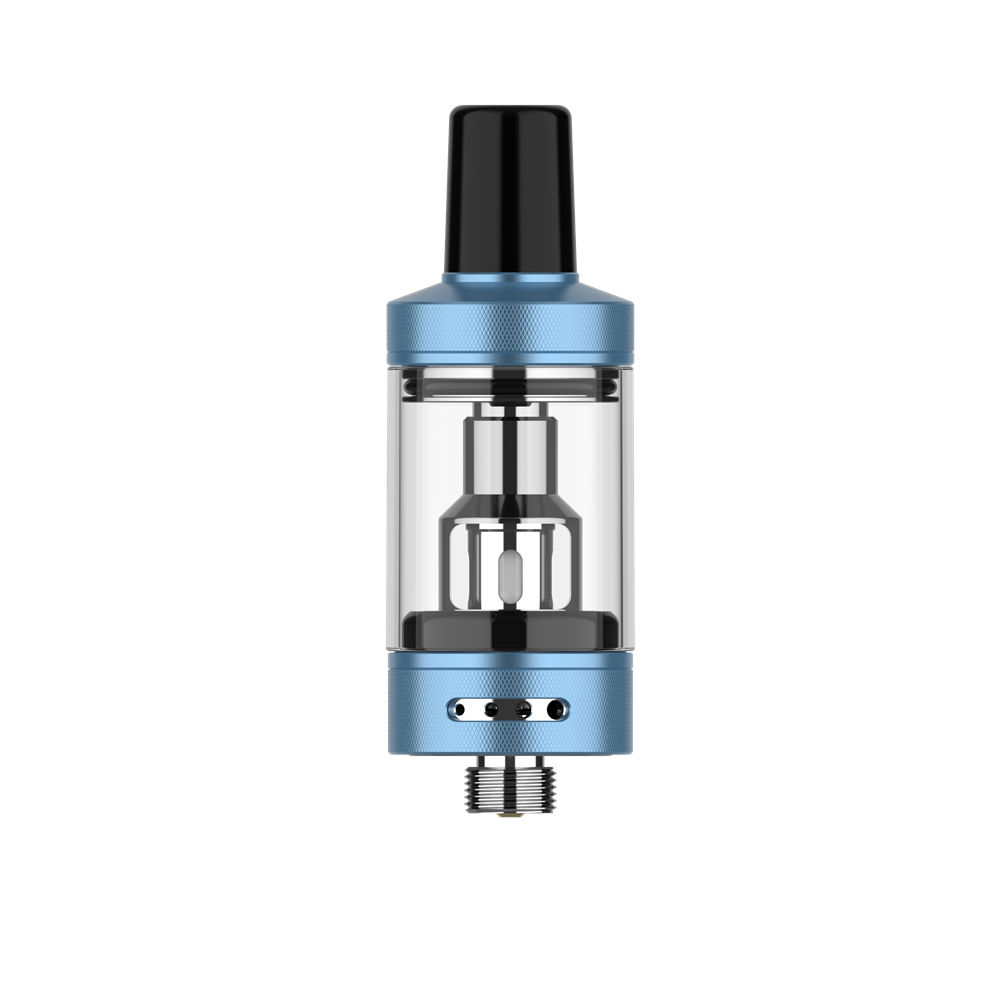 VAPORESSO iTank M 3ml MTL tank in light blue with clear glass tube, MTL vaping design.