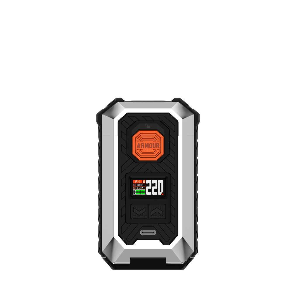 VAPORESSO ARMOUR MAX Mod in black and silver, 220W output