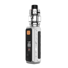 Silver and black Vaporesso ARMOUR vape mod with a digital display and a large tank.