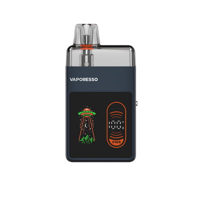 VAPORESSO ECO NANO PRO dark blue vape device with alien graphic display and wattage indicator