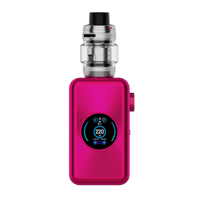 VAPORESSO GEN MAX (iTankT) vape kit in pink, digital display showing 220W output, DTL vaping