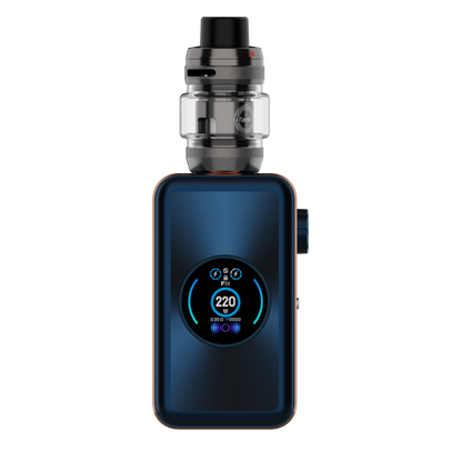 GEN MAX (iTankT) vape kit, blue gradient, digital display showing 220W output, DTL vaping