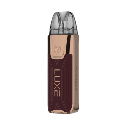 VAPORESSO LUXE XR MAX 2 in Gold and Burgundy. Pod Mod with LUXE branding.