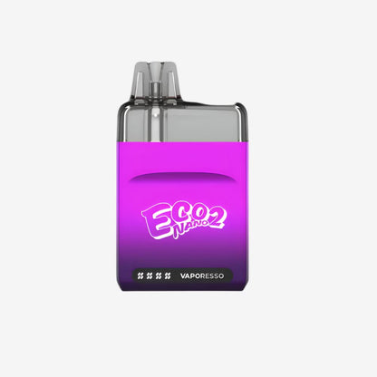 VAPORESSO ECO NANO 2 vape device in vibrant purple with logo and branding.