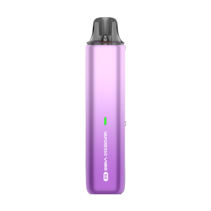 VAPORESSO VIBE SE vape device in gradient purple. Features one-button operation and modern design for MTL vaping.