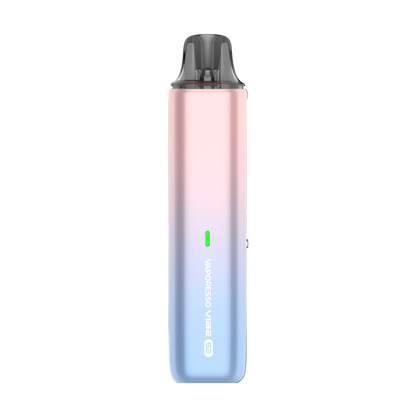 VAPORESSO VIBE SE vape in gradient blue and pink, compact design.