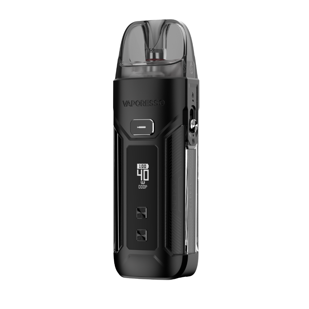 VAPORESSO LUXE X PRO vape kit in black, 40W output display