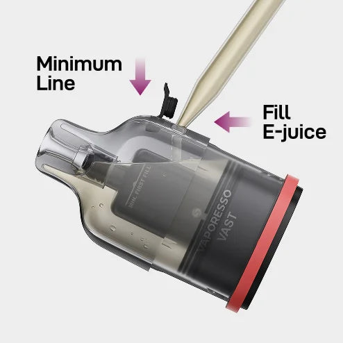 Fill E-juice to the minimum line.