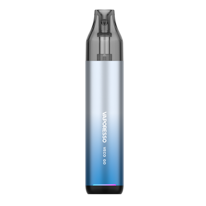 VAPORESSO VECO GO pen-style vape in gradient blue, compact and stylish design, perfect for beginners.