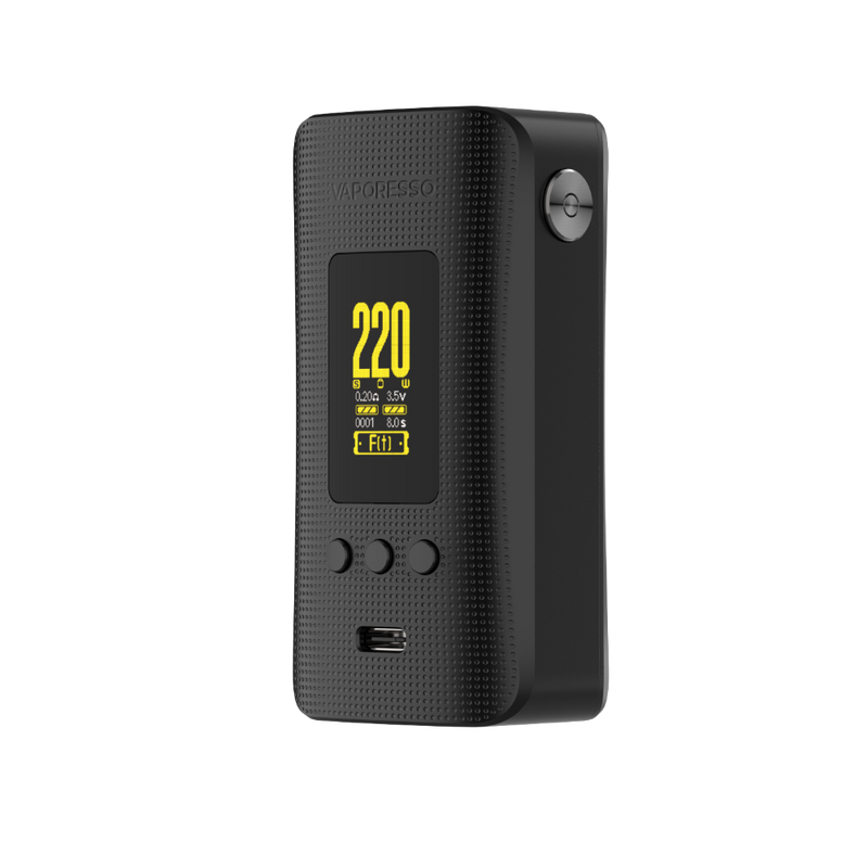 Black Vaporesso GEN 200 Mod with 220W output display and USB-C port
