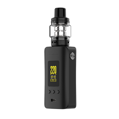 Vaporesso GEN 200 kit in black. Features a digital display showing 220W and iTank.