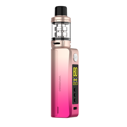 Vaporesso GEN 80S vape kit, rose gold and pink gradient, 80W display