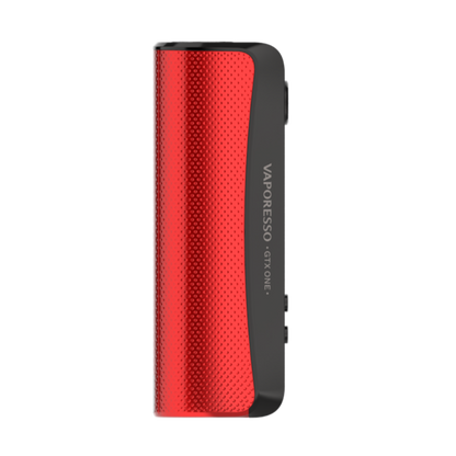 Vaporesso GTX ONE Mod in red. Compact vaping device with textured grip and brand logo.