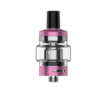 Vaporesso iTank X (3.5ml) vape tank in pink and silver. Top-fill design, clear glass, bottom airflow, and GTX coils.